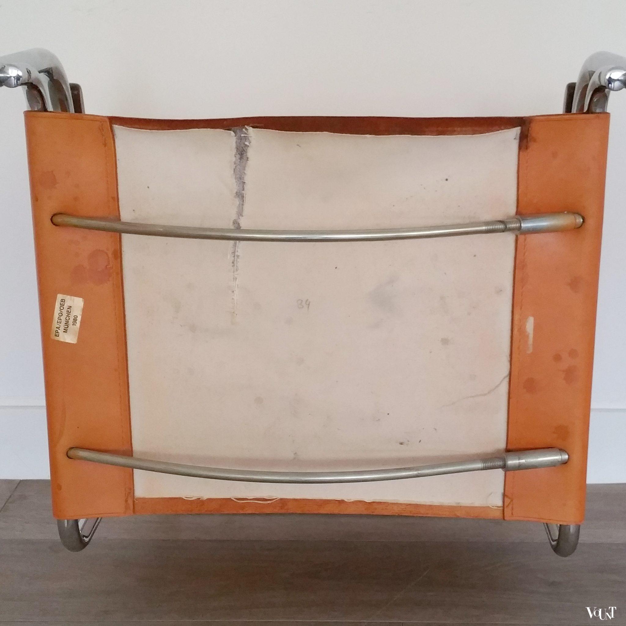 Set van 2 S34 buisframestoelen met leren bekleding, Mart Stam voor Thonet, 1980