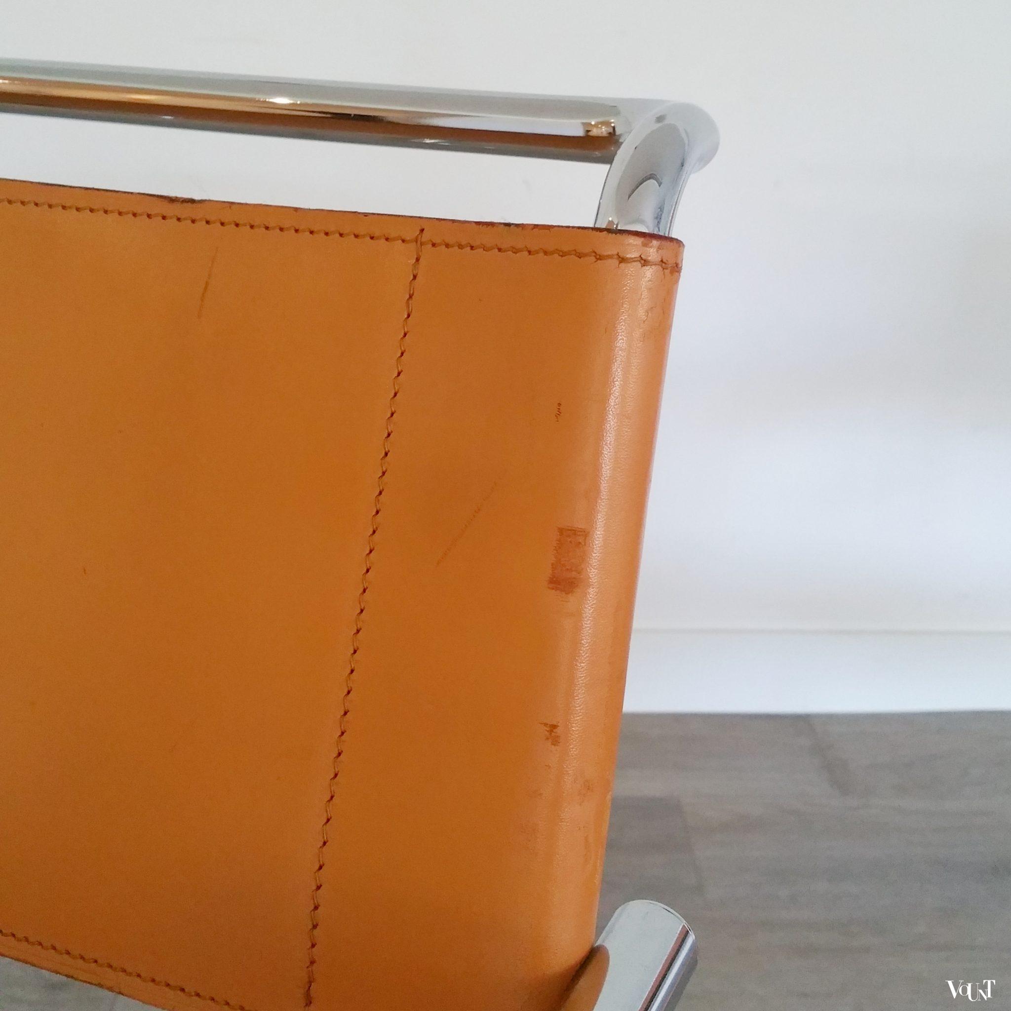 Set van 2 S34 buisframestoelen met leren bekleding, Mart Stam voor Thonet, 1980