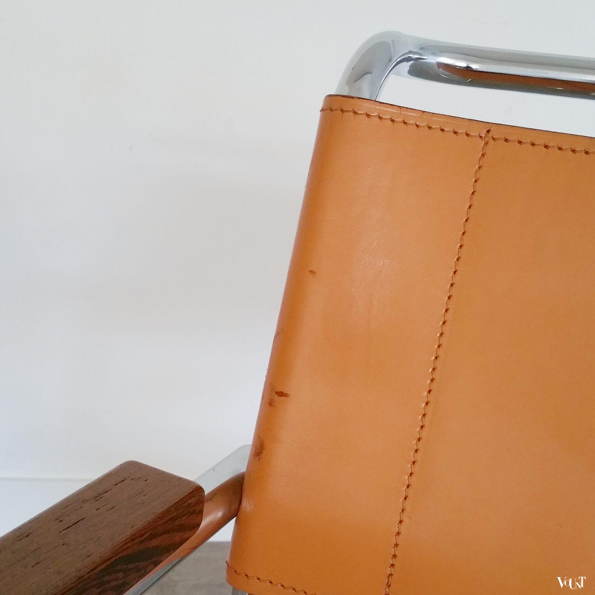 Set van 2 S34 buisframestoelen met leren bekleding, Mart Stam voor Thonet, 1980