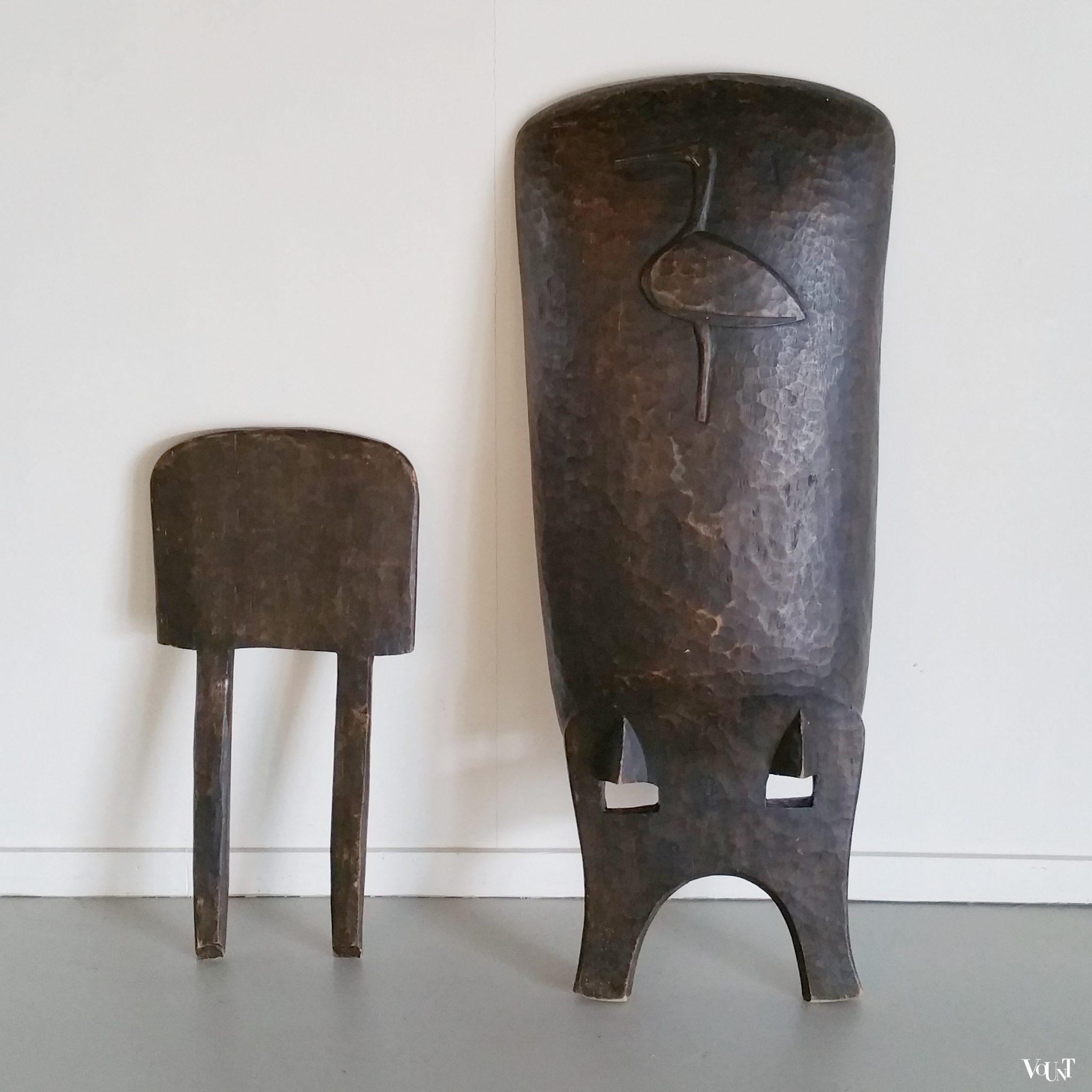 Vintage zwarte Afrikaanse palaver stoel