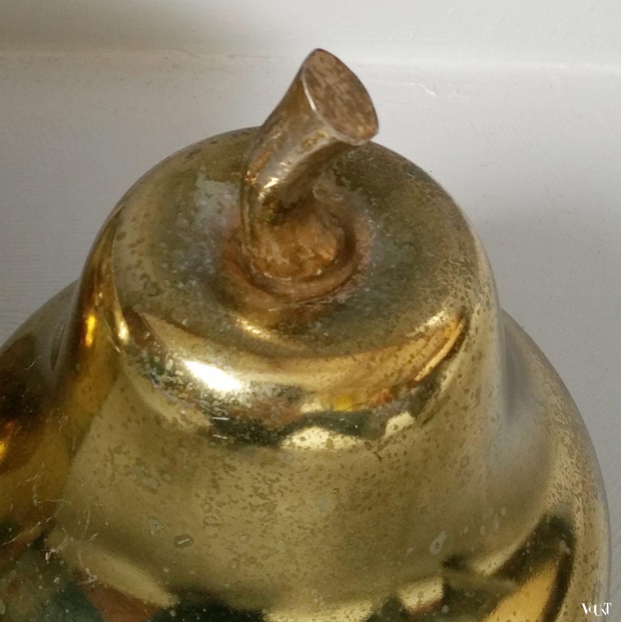 Messingkleurige ijsemmer in vorm van peer, jaren '70