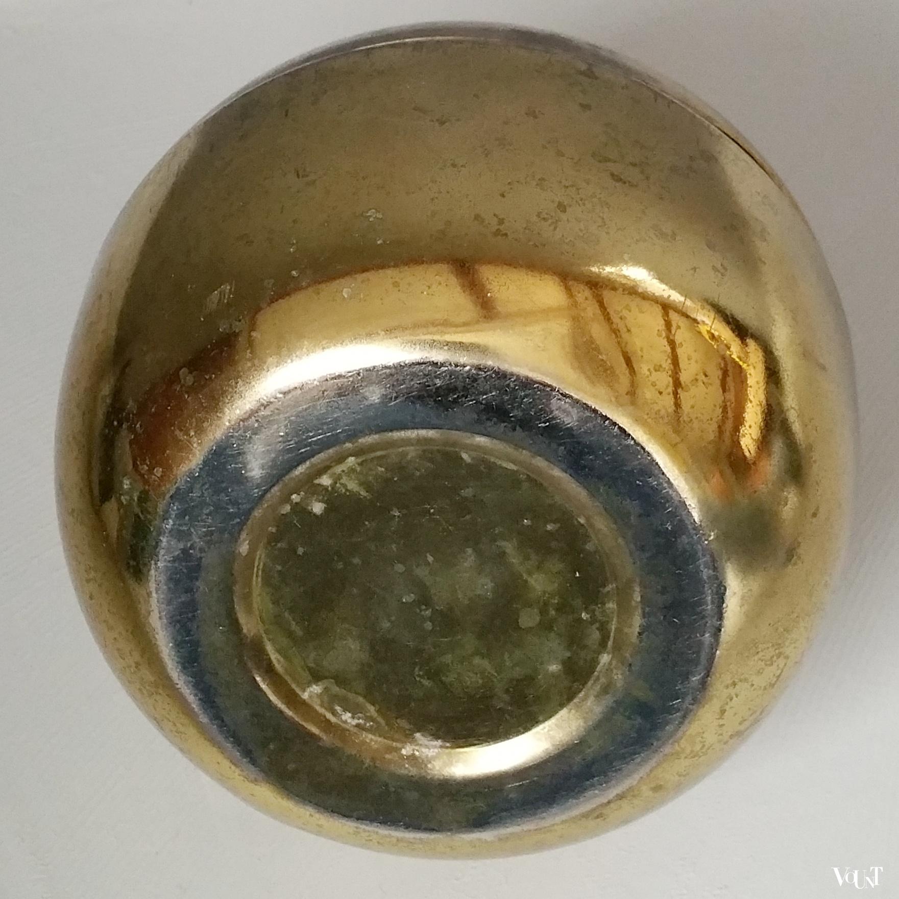 Messingkleurige ijsemmer in vorm van peer, jaren '70