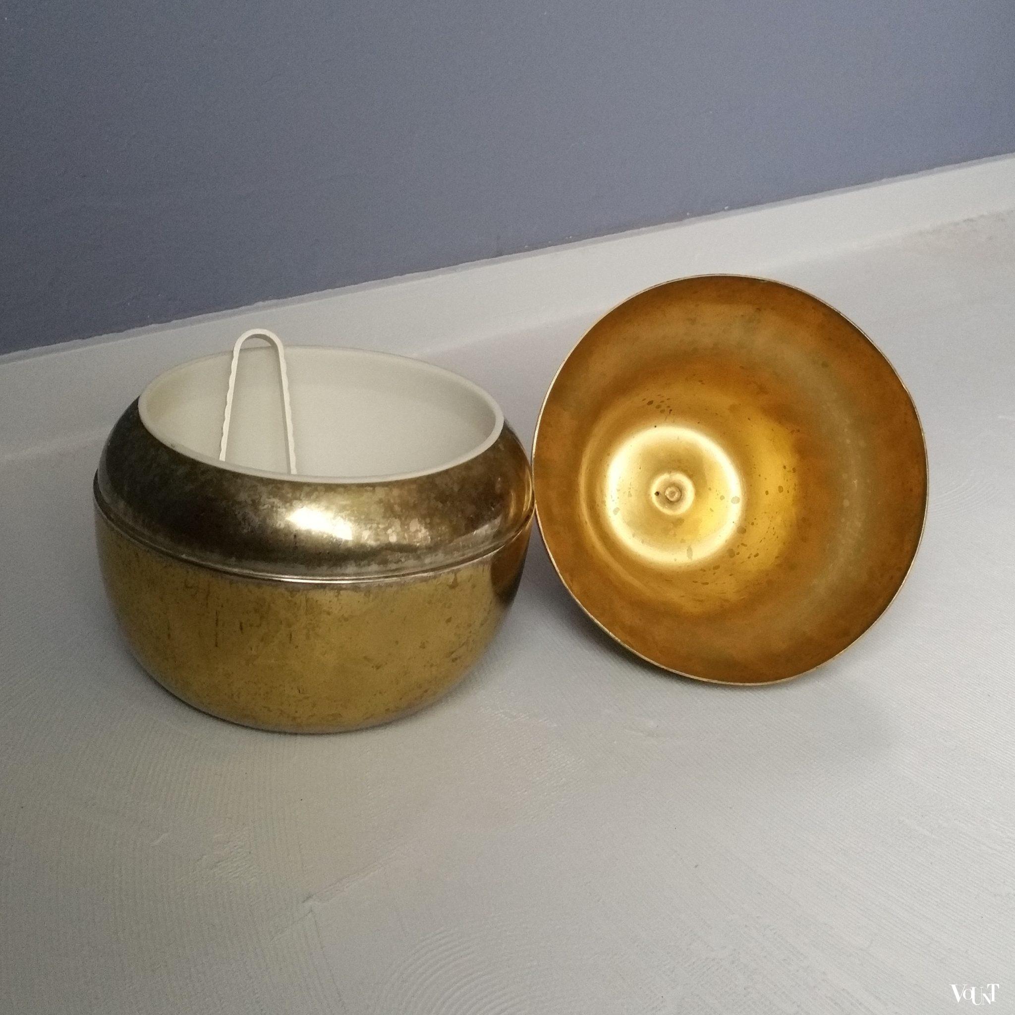 Messingkleurige ijsemmer in vorm van peer, jaren '70