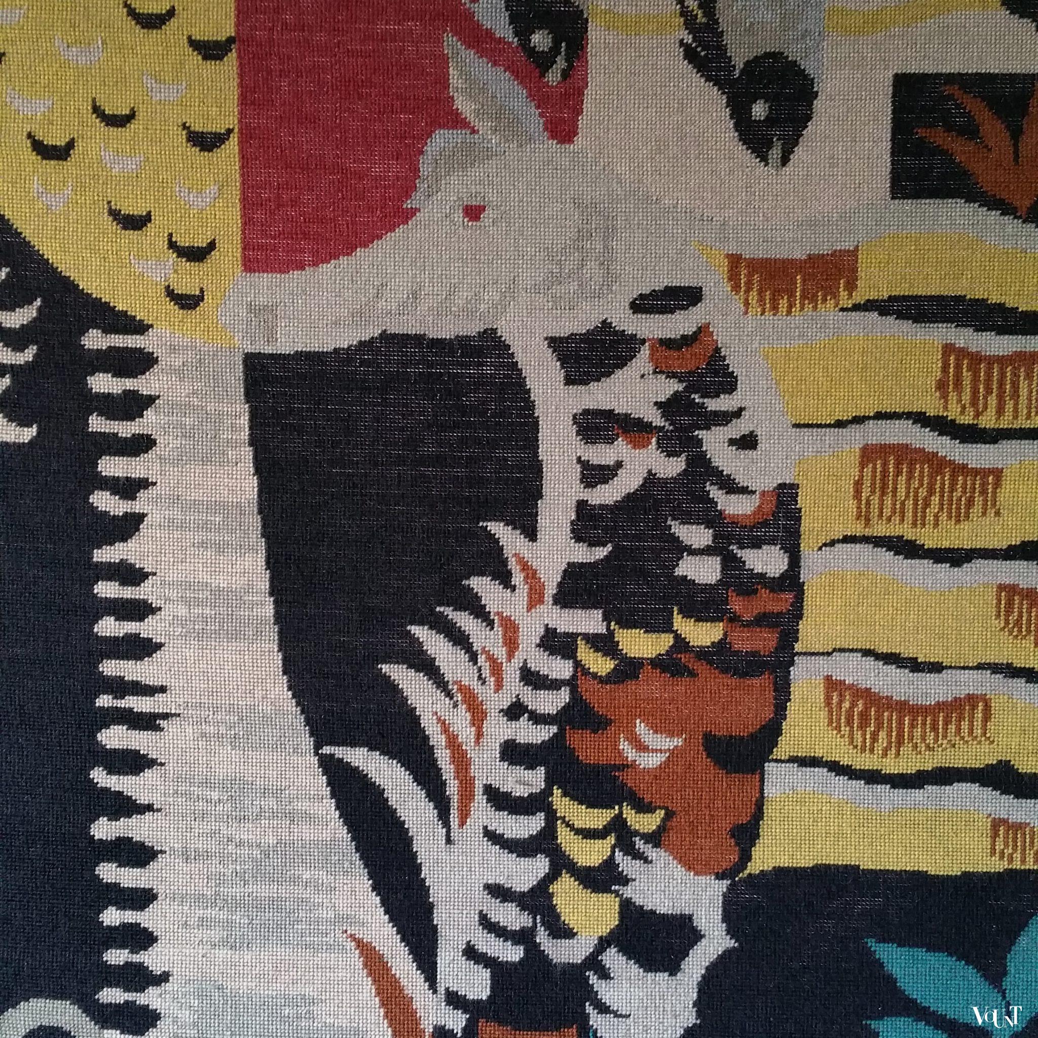 Groot wandkleed zeepaardje en vissen, jaren '60