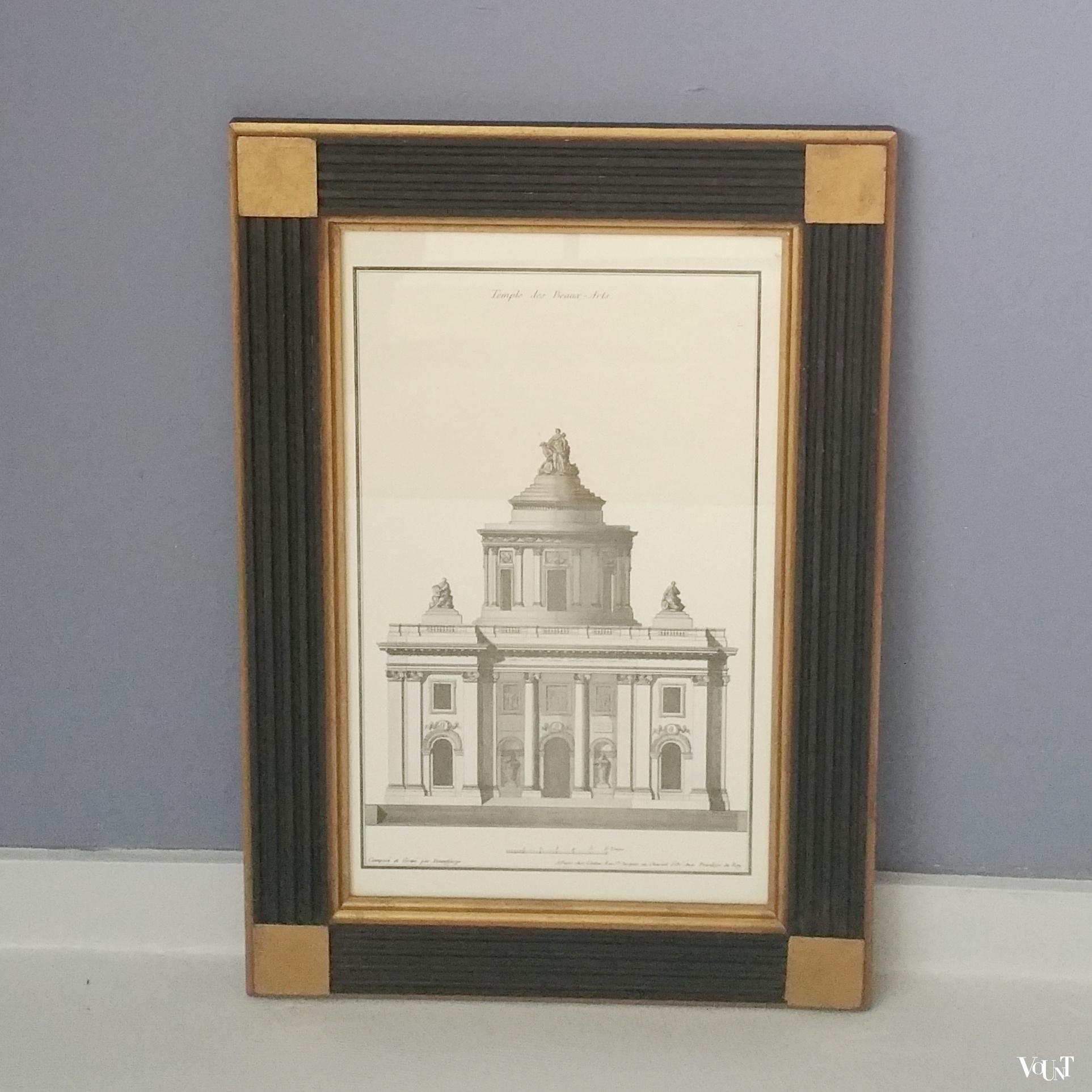 Set van 3 prints van gravures van J.F. de Neufforge in houten lijsten