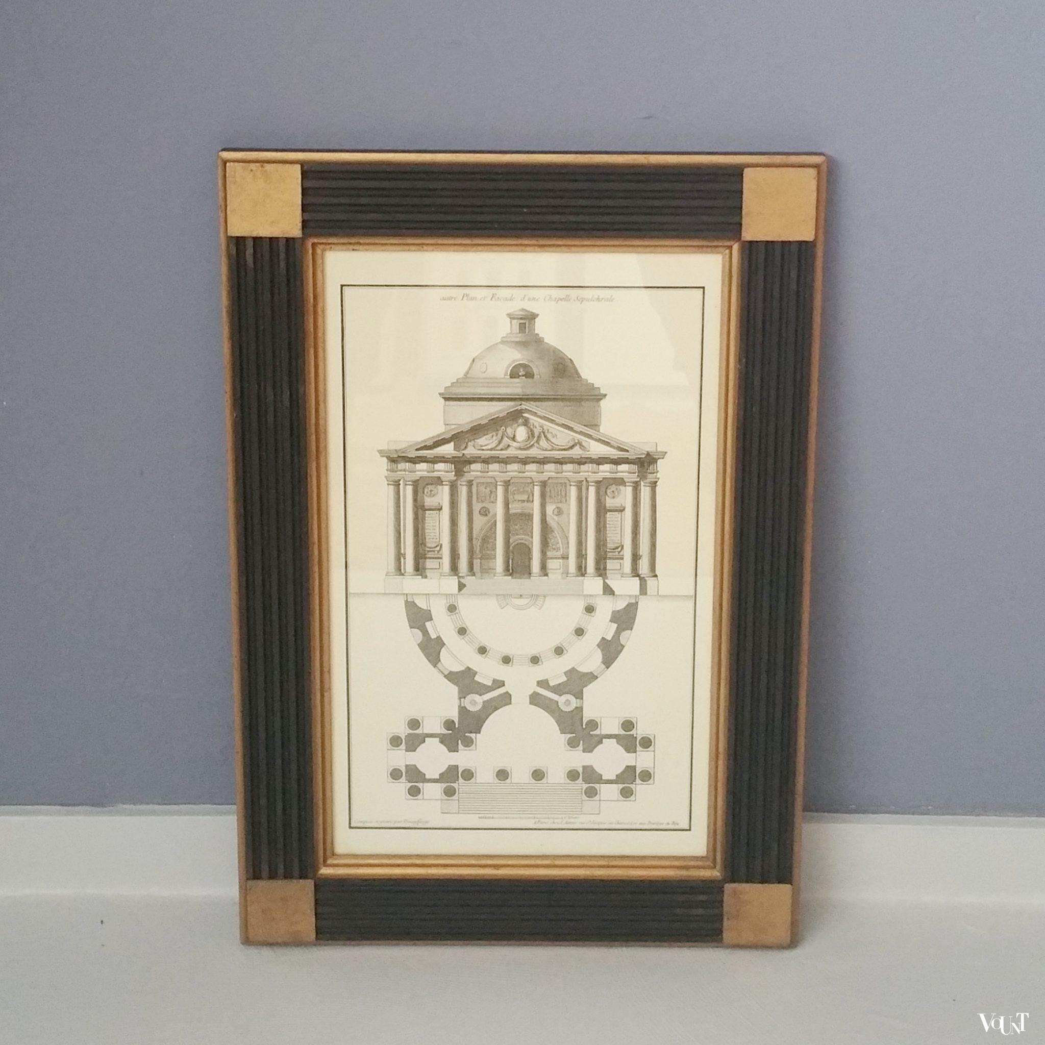 Set van 3 prints van gravures van J.F. de Neufforge in houten lijsten