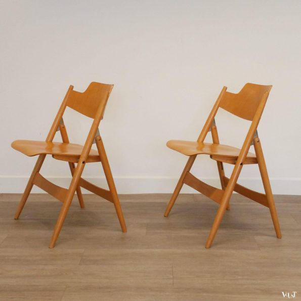 2 vintage beukenhouten SE 18 klapstoelen, Egon Eiermann voor Wilde und Spieth, jaren '50