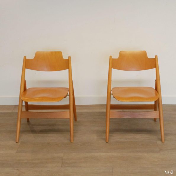 2 vintage beukenhouten SE 18 klapstoelen, Egon Eiermann voor Wilde und Spieth, jaren '50