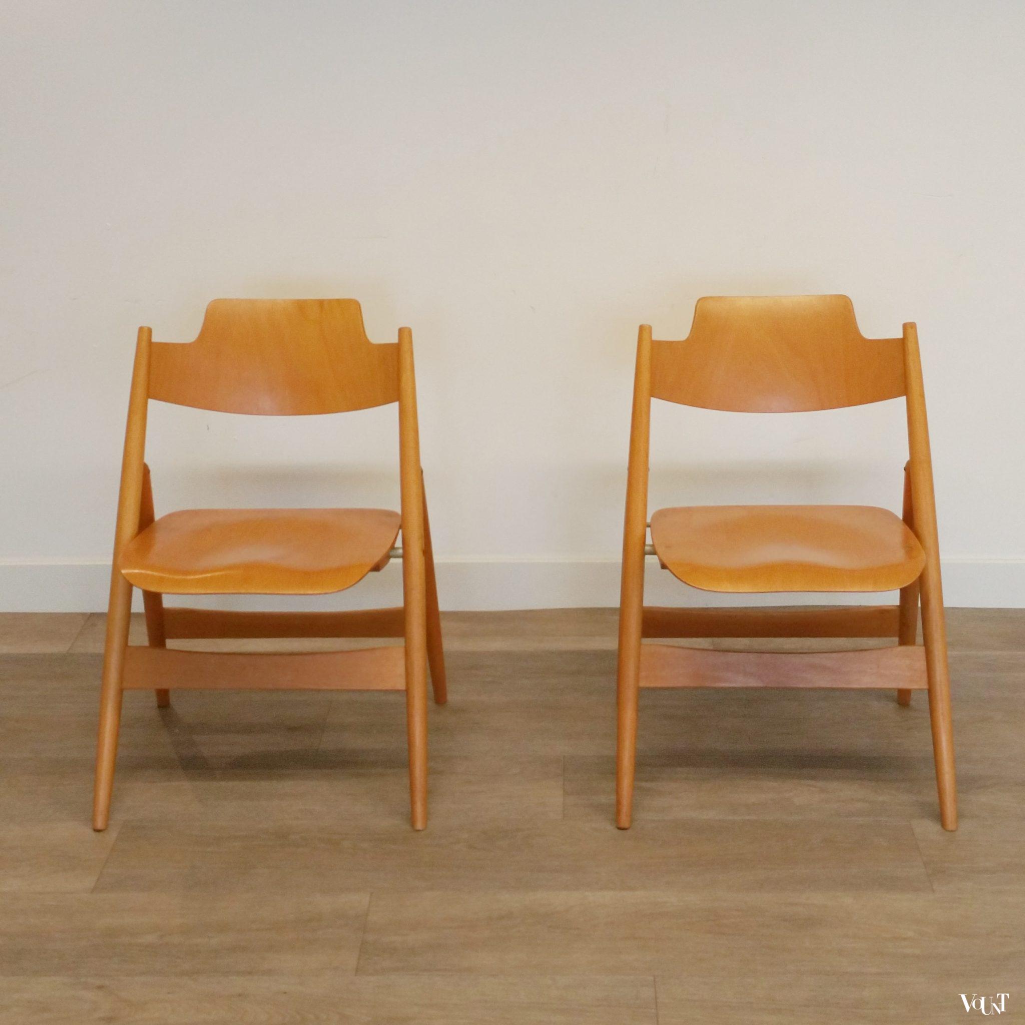 2 vintage beukenhouten SE 18 klapstoelen, Egon Eiermann voor Wilde und Spieth, jaren '50