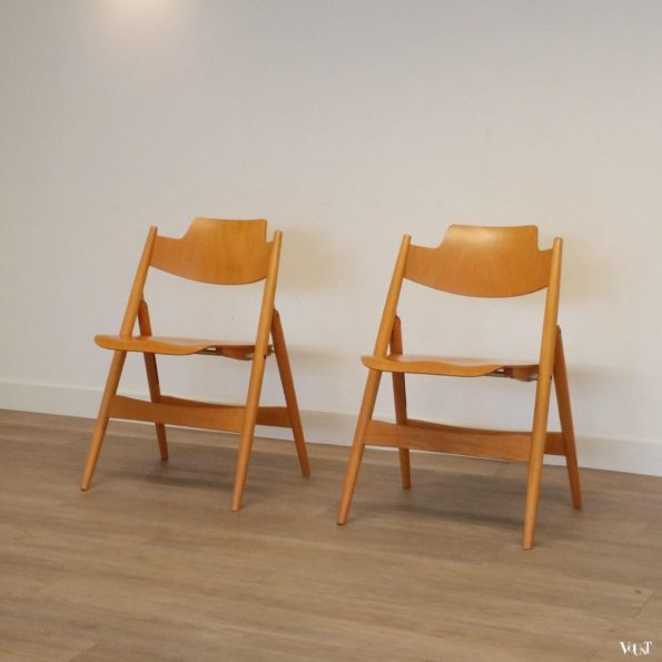 2 vintage beukenhouten SE 18 klapstoelen, Egon Eiermann voor Wilde und Spieth, jaren '50
