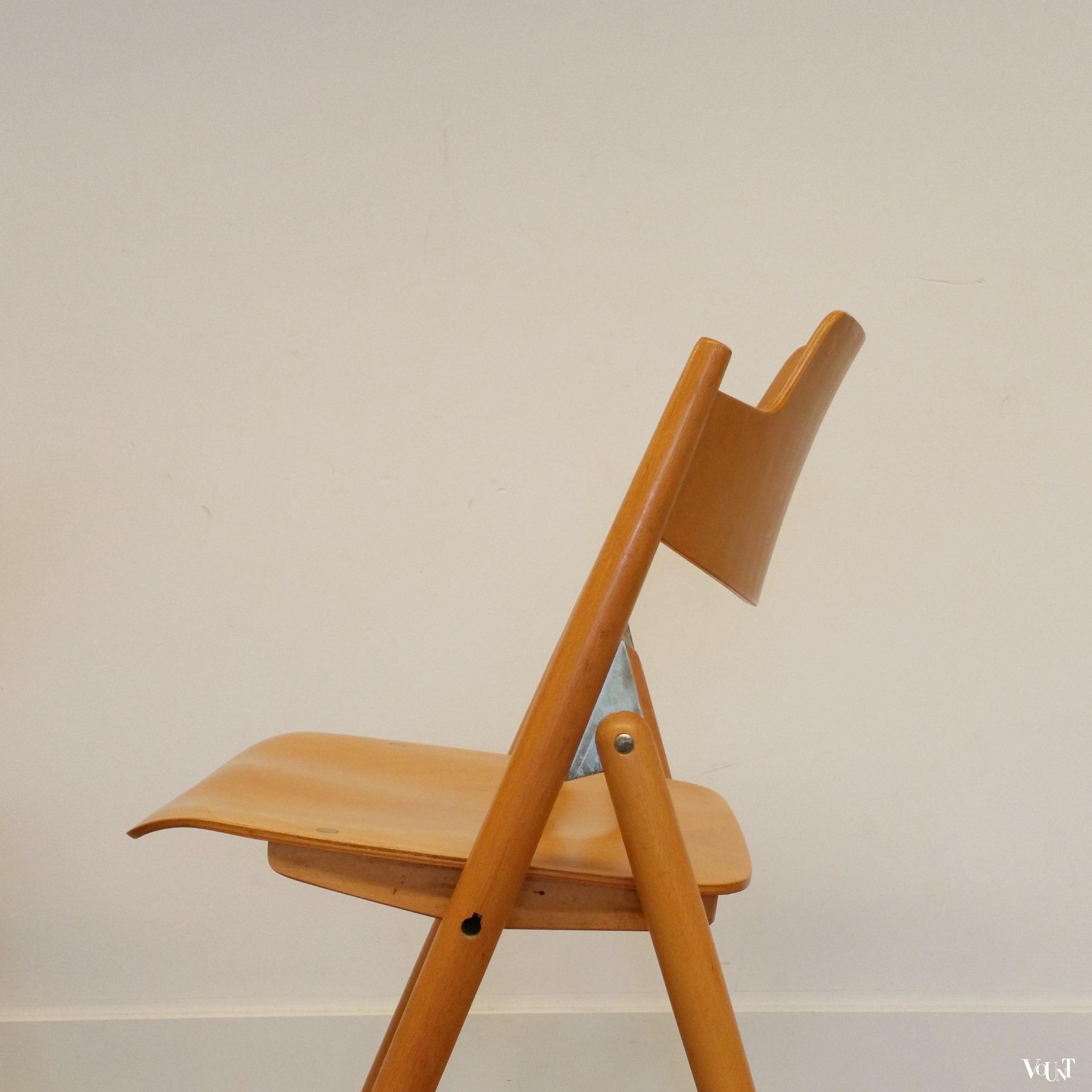2 vintage beukenhouten SE 18 klapstoelen, Egon Eiermann voor Wilde und Spieth, jaren '50