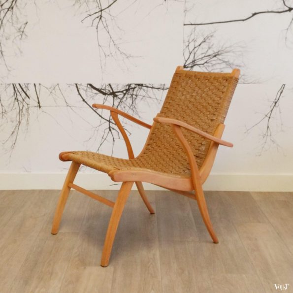 Fauteuil hout en touw, V & D, jaren '50