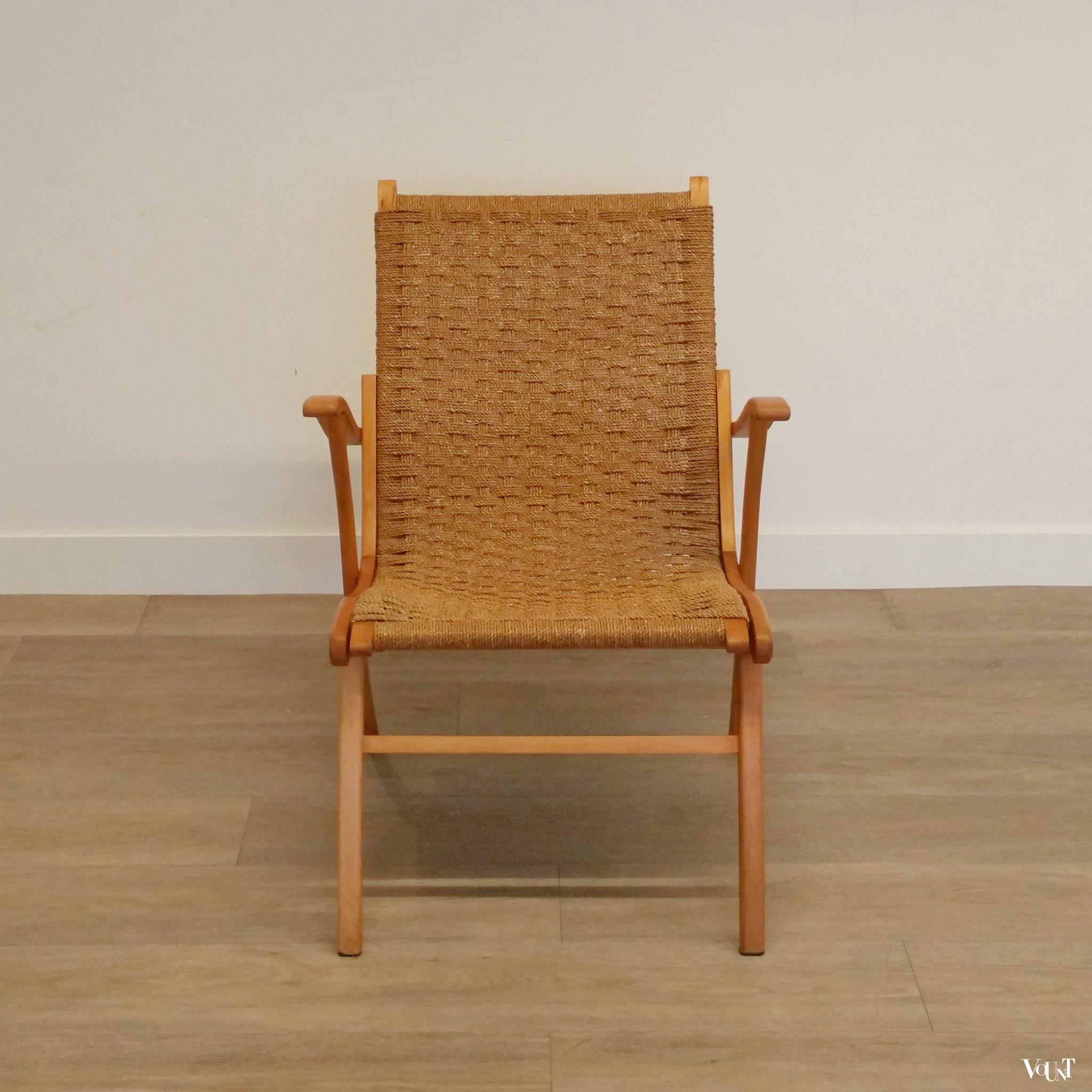 Fauteuil hout en touw, V & D, jaren '50