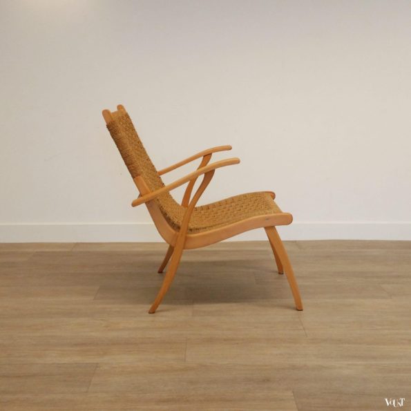 Fauteuil hout en touw, V & D, jaren '50