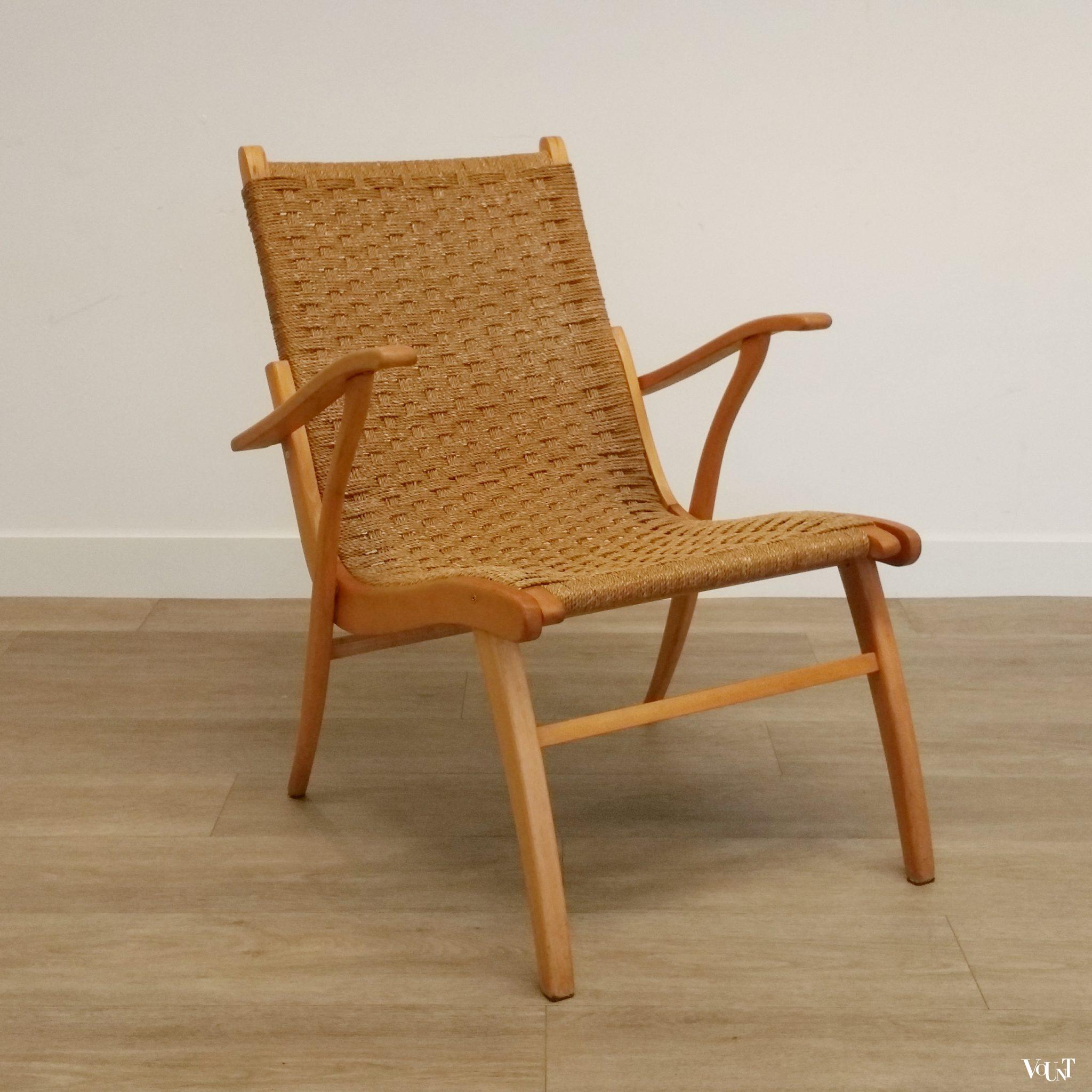 Fauteuil hout en touw, V & D, jaren '50