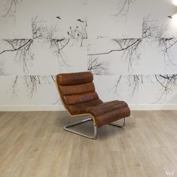 Buisframe fauteuil met leren bekleding, jaren '60/'70