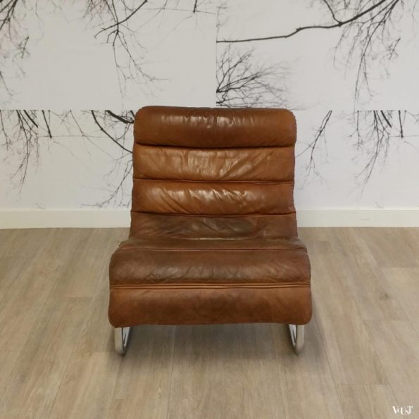 Buisframe fauteuil met leren bekleding, jaren '60/'70