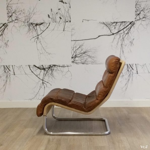 Buisframe fauteuil met leren bekleding, jaren '60/'70