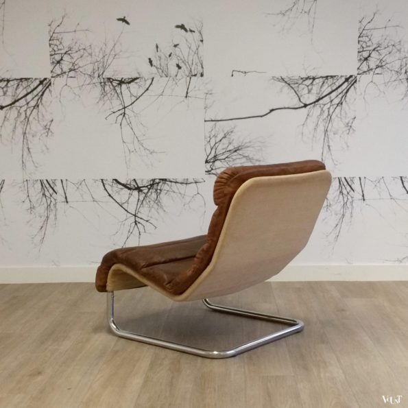 Buisframe fauteuil met leren bekleding, jaren '60/'70