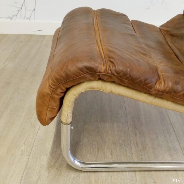 Buisframe fauteuil met leren bekleding, jaren '60/'70