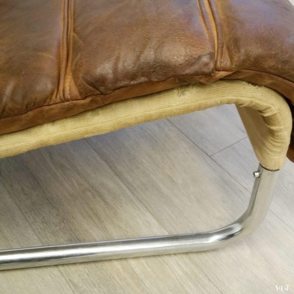 Buisframe fauteuil met leren bekleding, jaren '60/'70