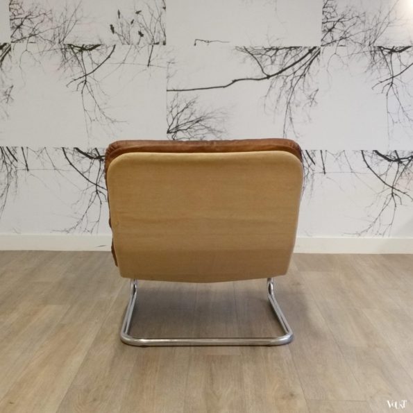 Buisframe fauteuil met leren bekleding, jaren '60/'70