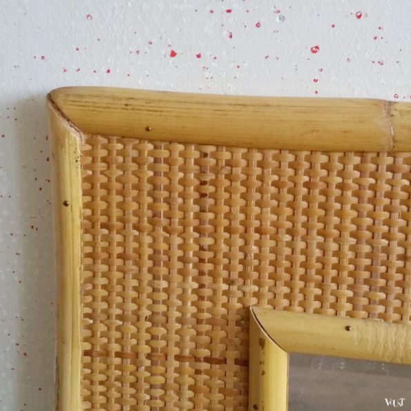 Vintage rotan wandspiegel
