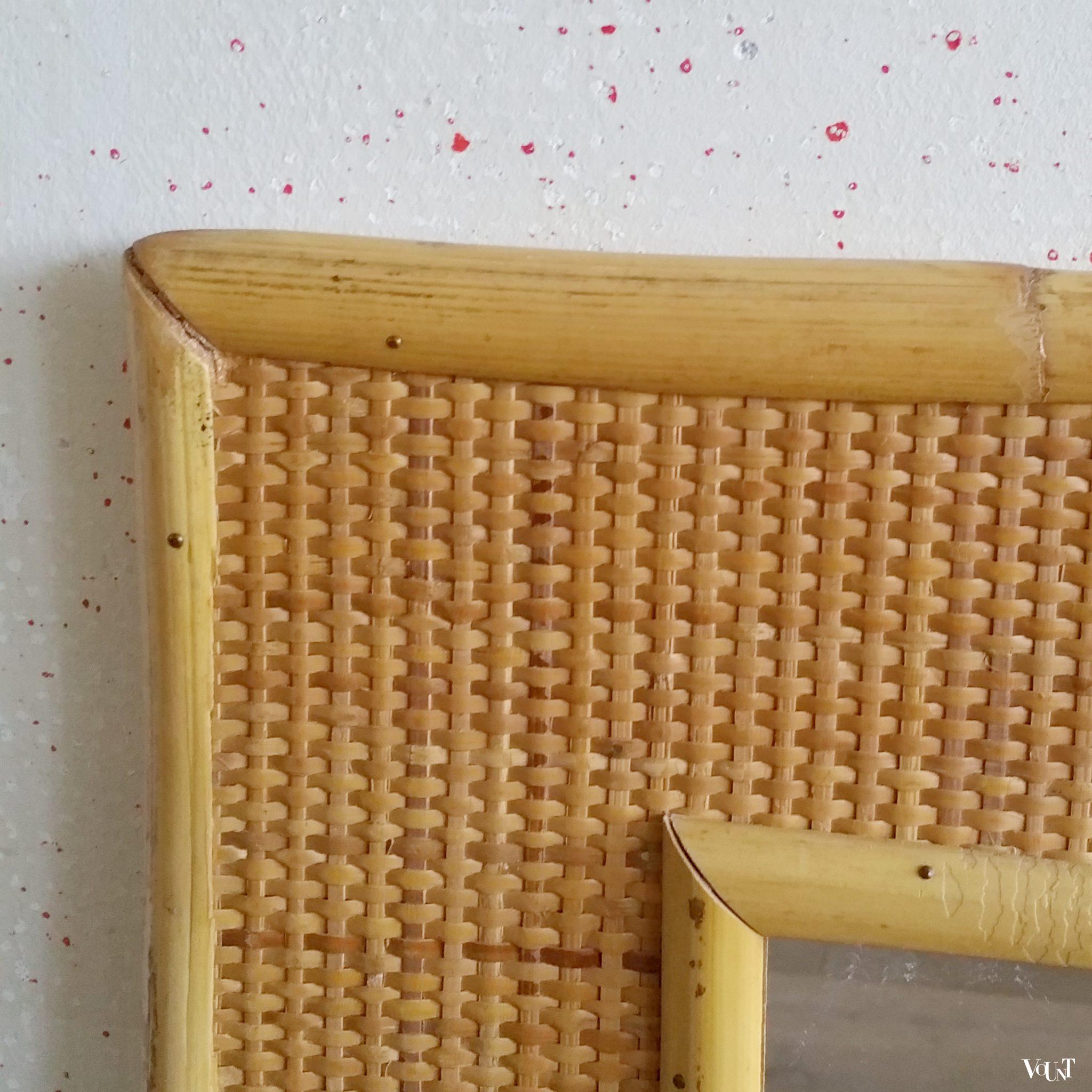 Vintage rotan wandspiegel