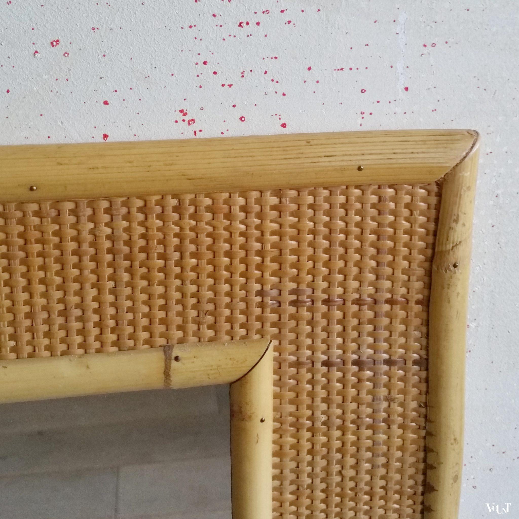 Vintage rotan wandspiegel
