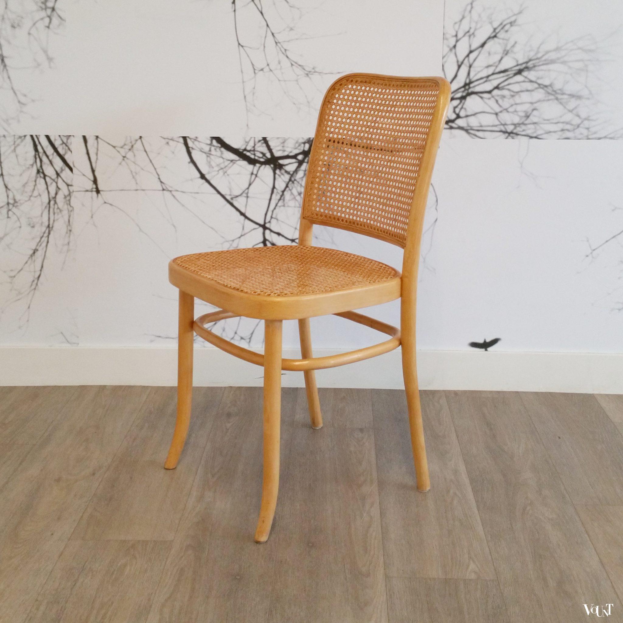 Set van 4 beukenhouten bentwood stoelen met rotan webbing, jaren '70