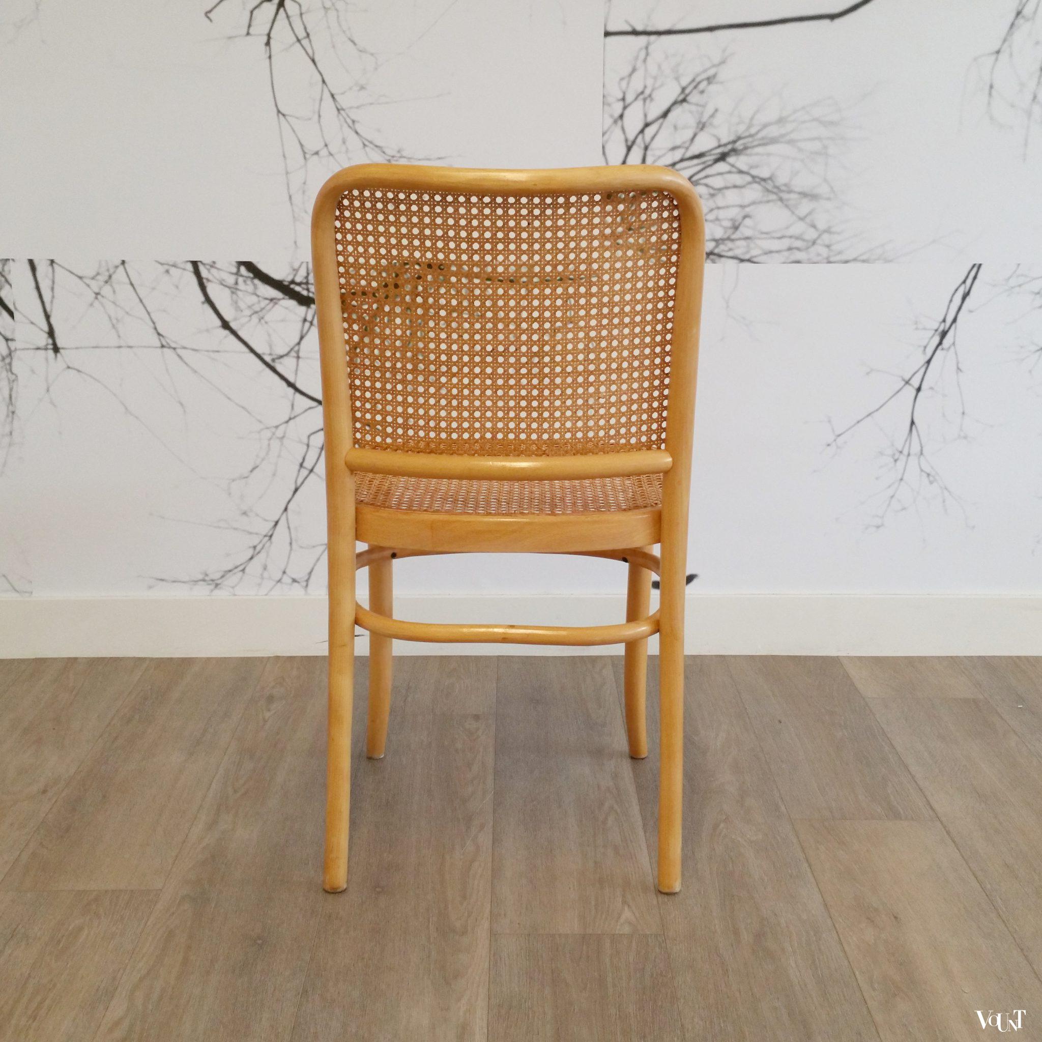 Set van 4 beukenhouten bentwood stoelen met rotan webbing, jaren '70