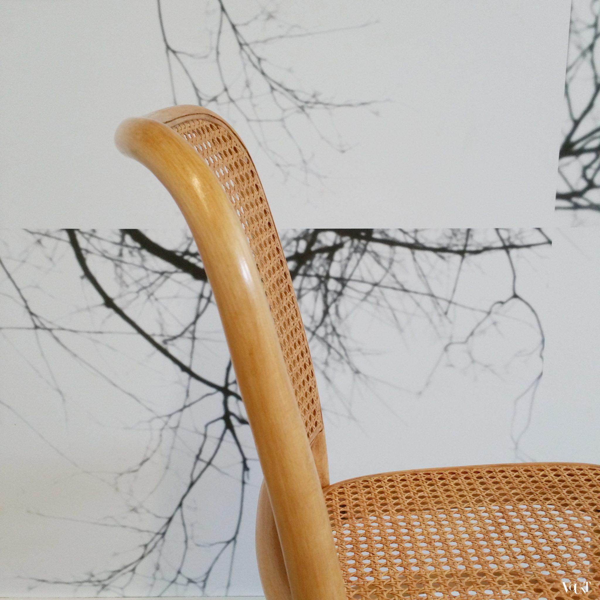 Set van 4 beukenhouten bentwood stoelen met rotan webbing, jaren '70