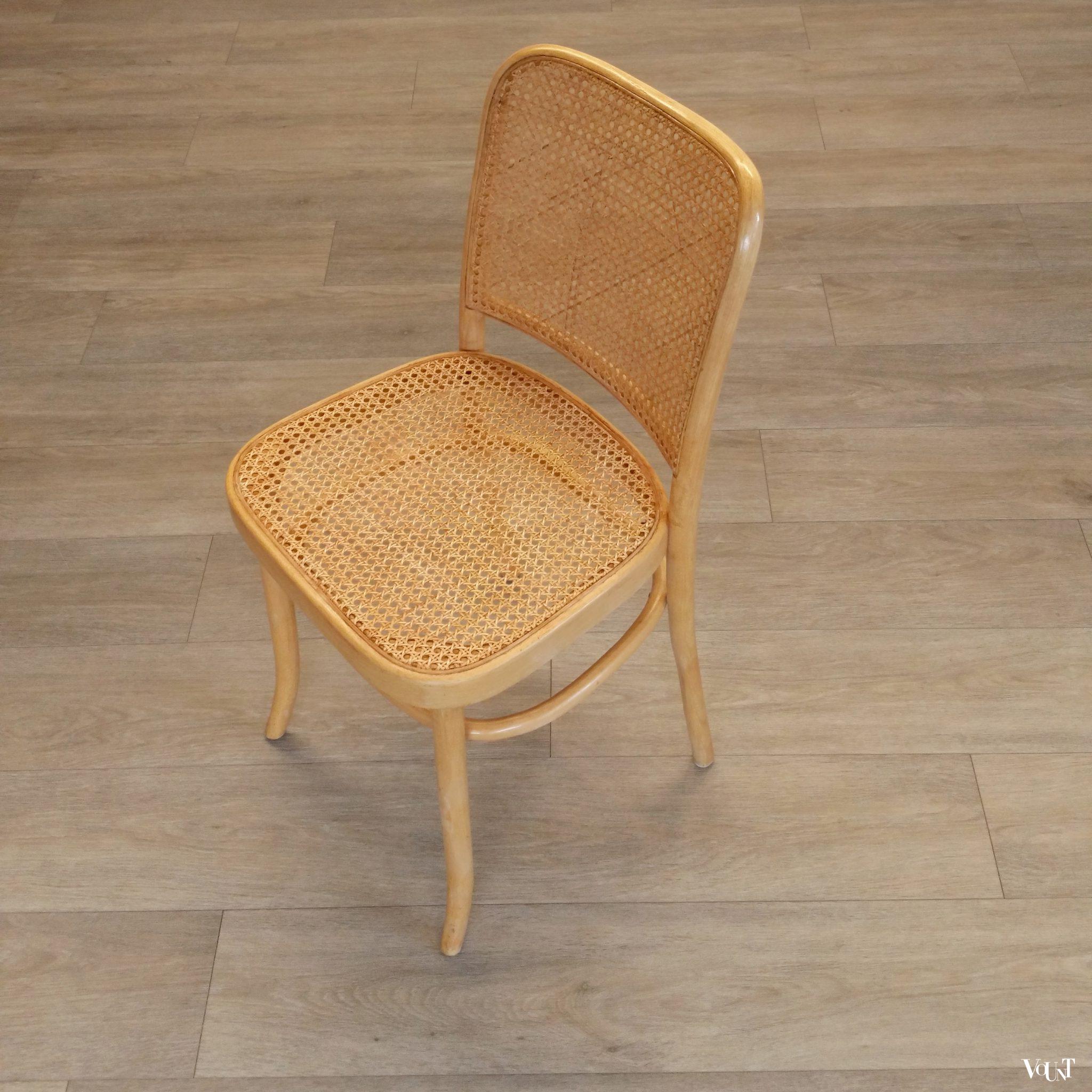 Set van 4 beukenhouten bentwood stoelen met rotan webbing, jaren '70