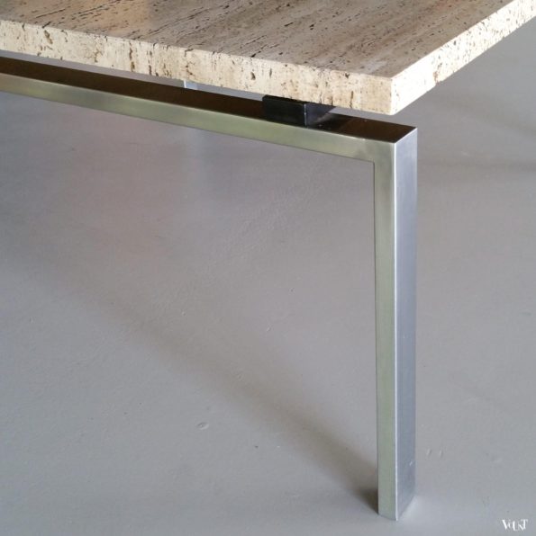 Salontafel travertin met roestvrijstalen frame, jaren '60