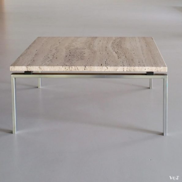 Salontafel travertin met roestvrijstalen frame, jaren '60