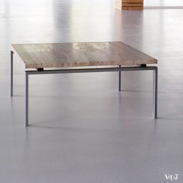 Salontafel travertin met roestvrijstalen frame, jaren '60