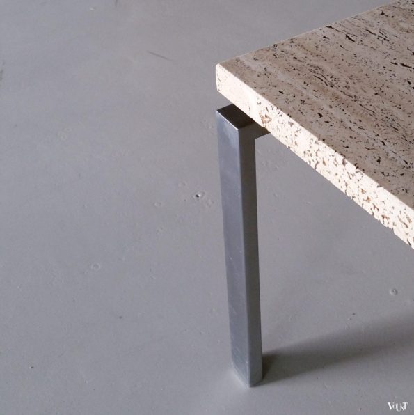 Salontafel travertin met roestvrijstalen frame, jaren '60