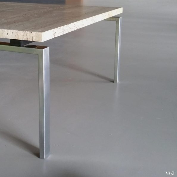 Salontafel travertin met roestvrijstalen frame, jaren '60