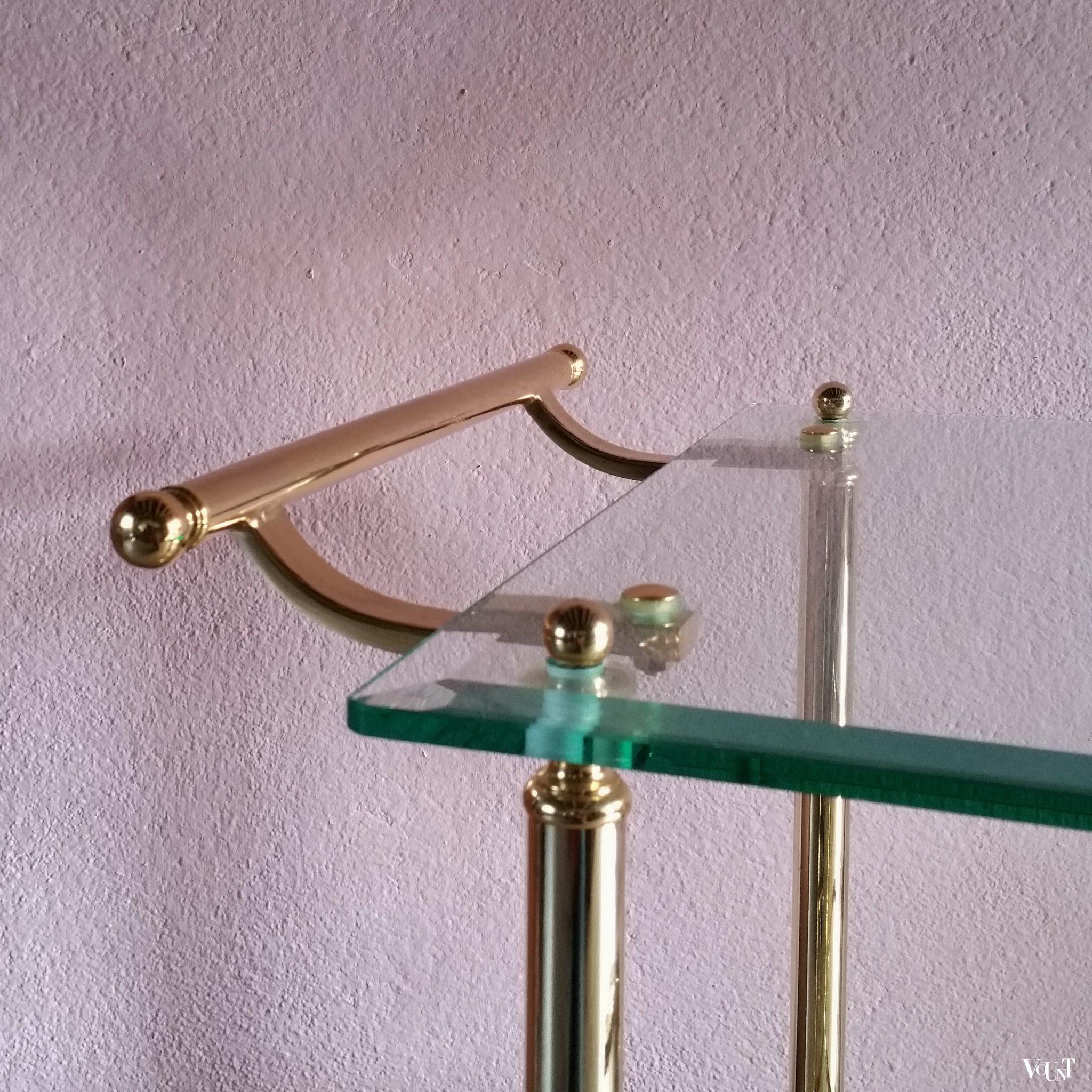 Trolley / bar cart messing en glas, jaren '80