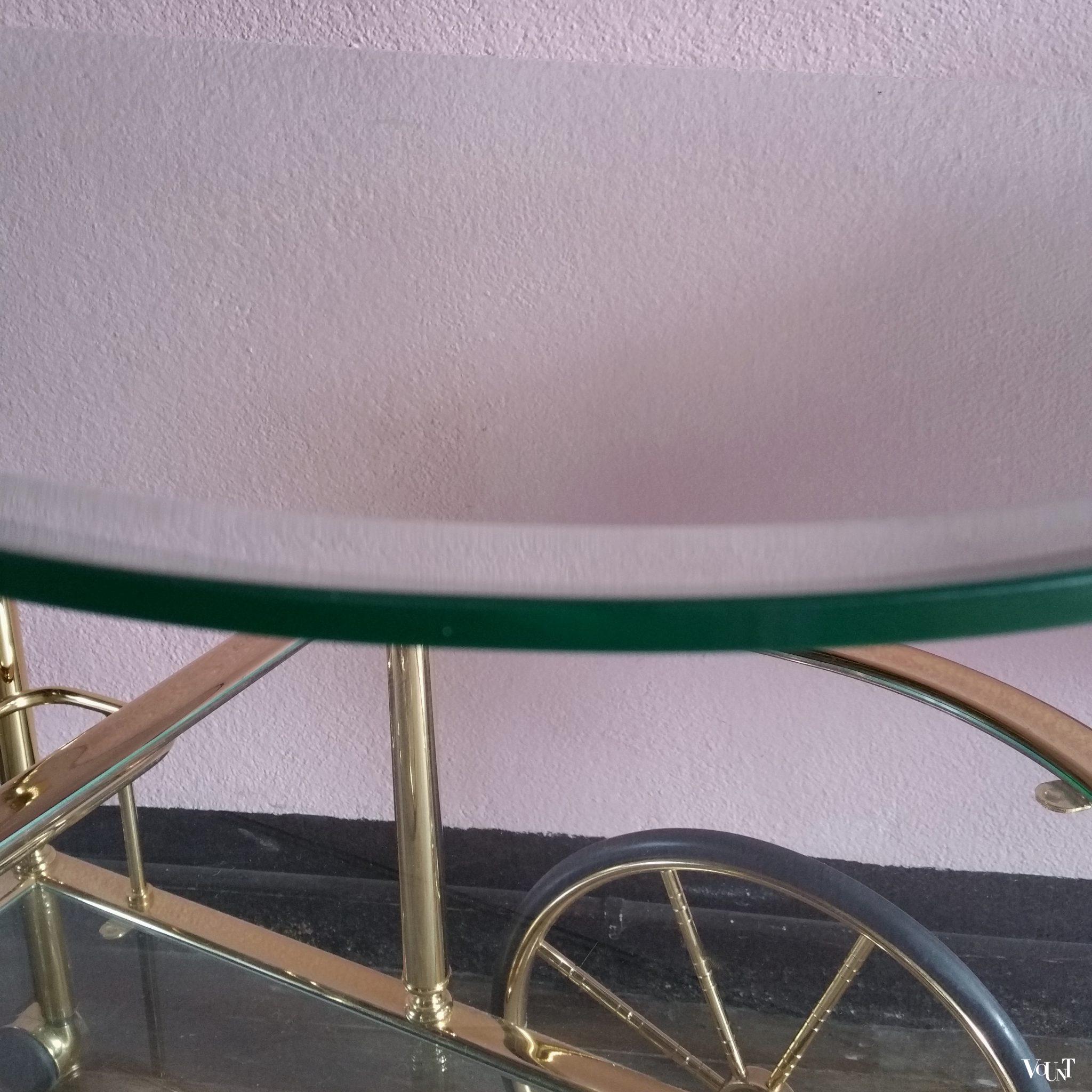 Trolley / bar cart messing en glas, jaren '80