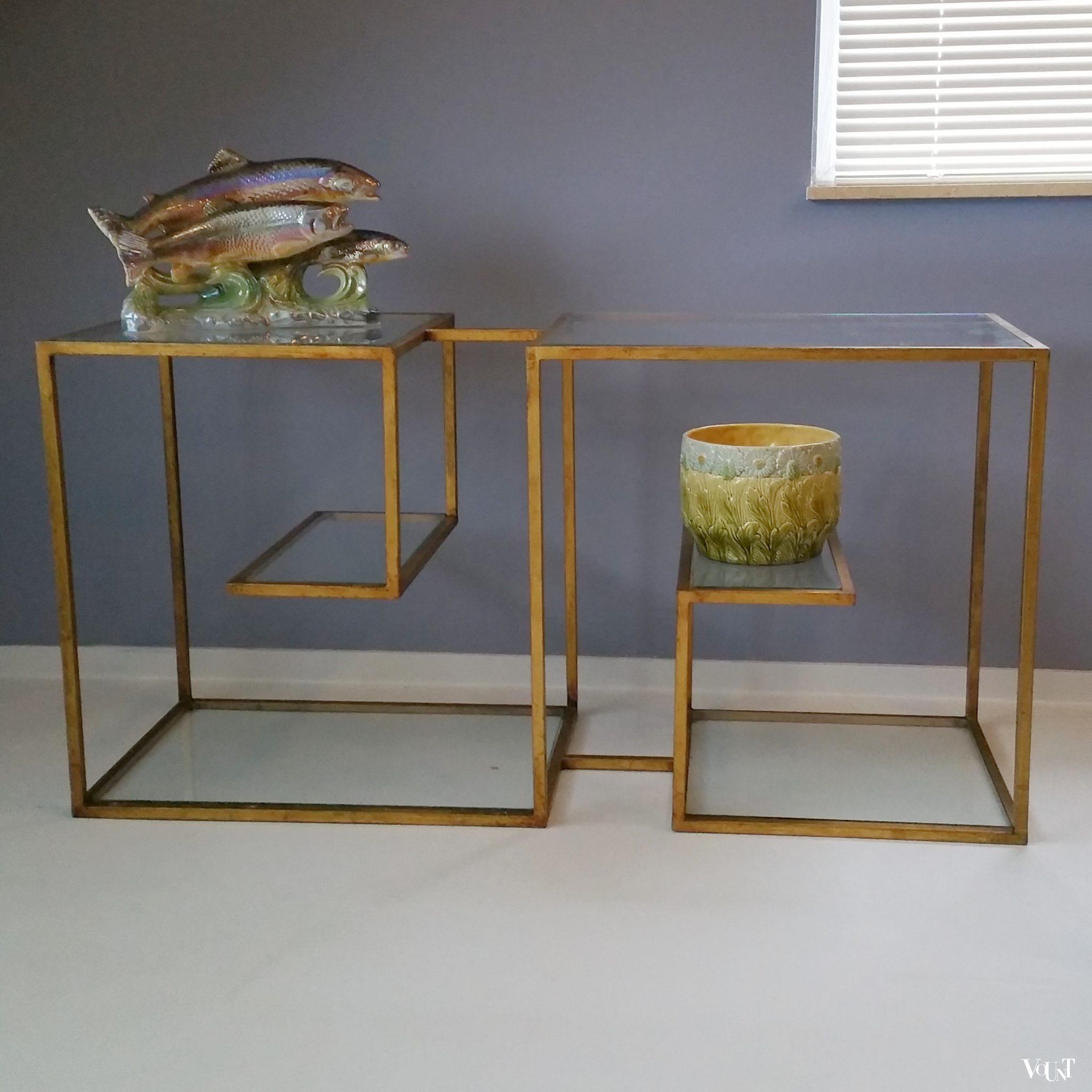 Goudkleurige etagère / room divider, jaren '70