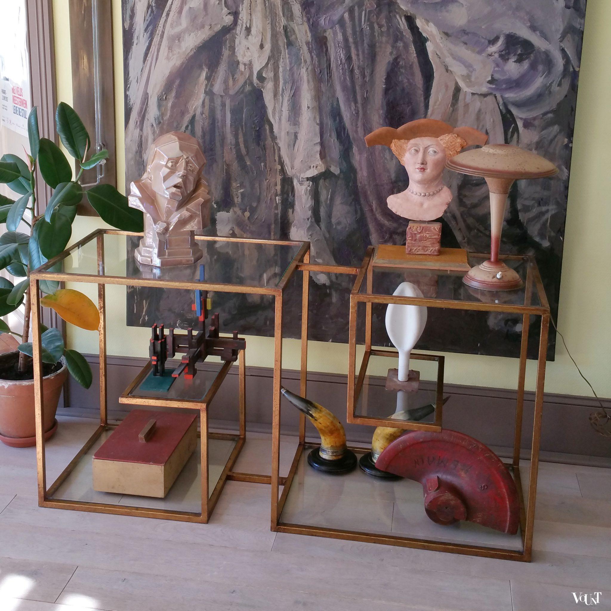 Goudkleurige etagère / room divider, jaren '70