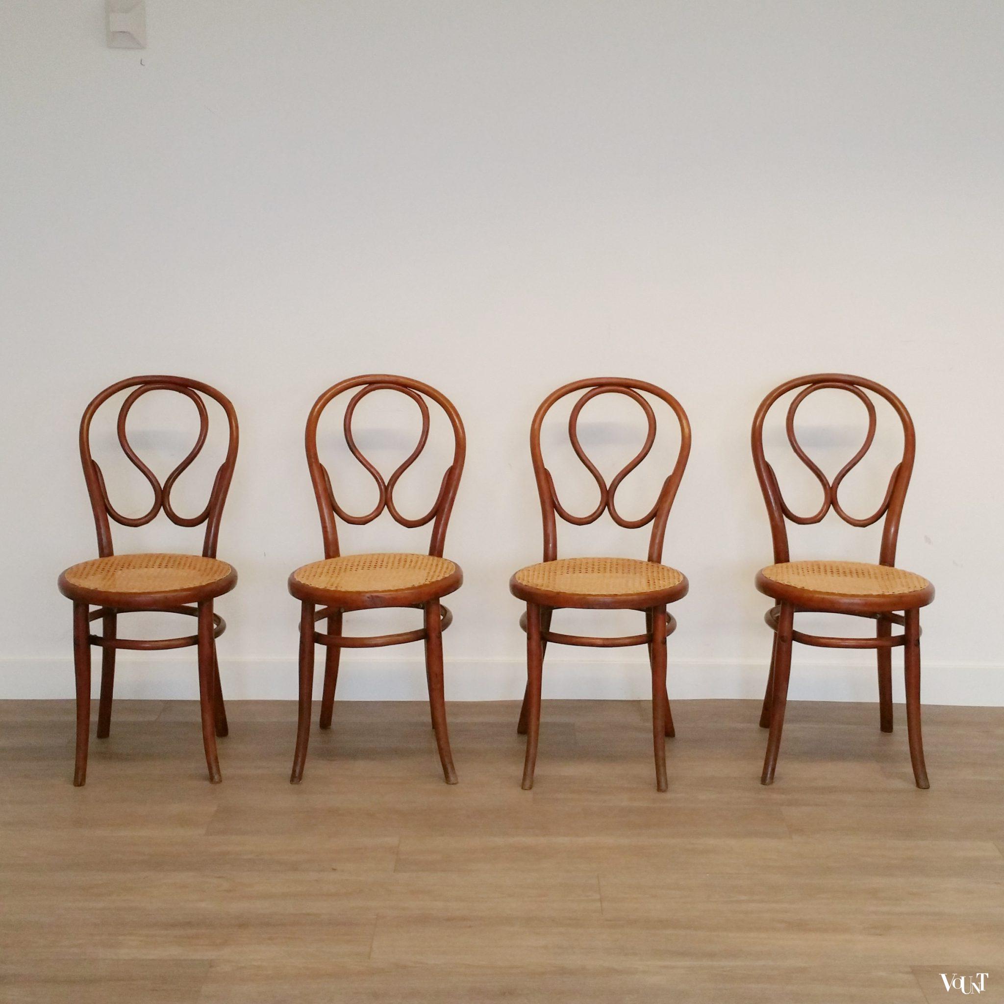 Set van 4 originele Thonet-stoelen nr. 20, eind 19e eeuw