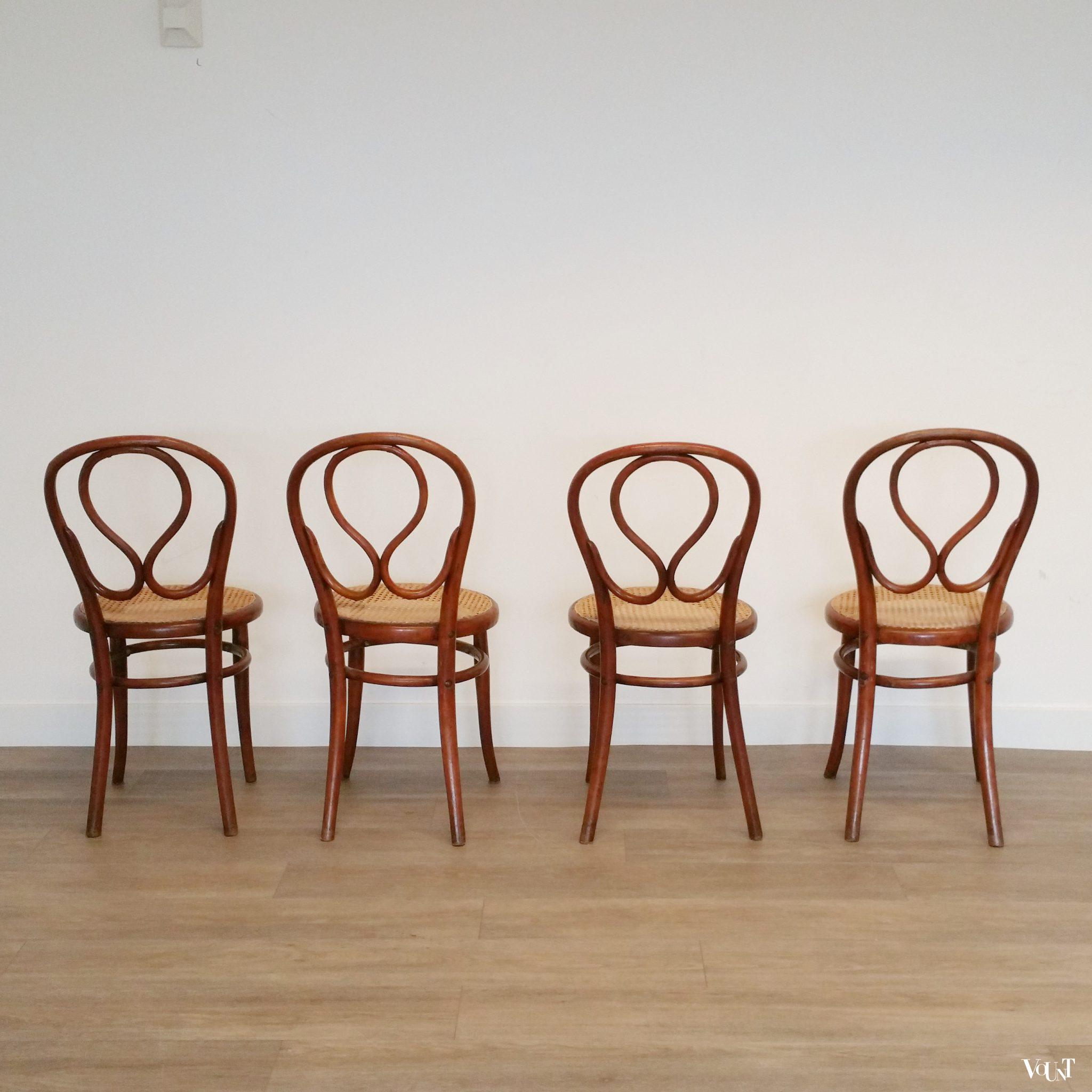 Set van 4 originele Thonet-stoelen nr. 20, eind 19e eeuw