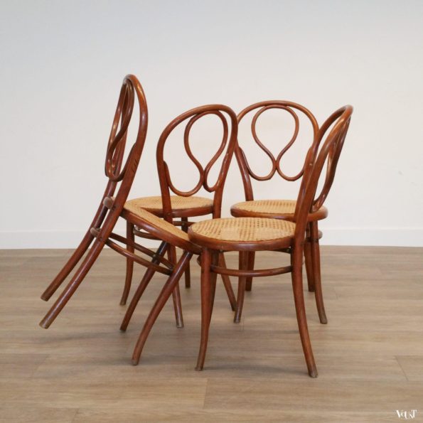 Set van 4 originele Thonet-stoelen nr. 20, eind 19e eeuw