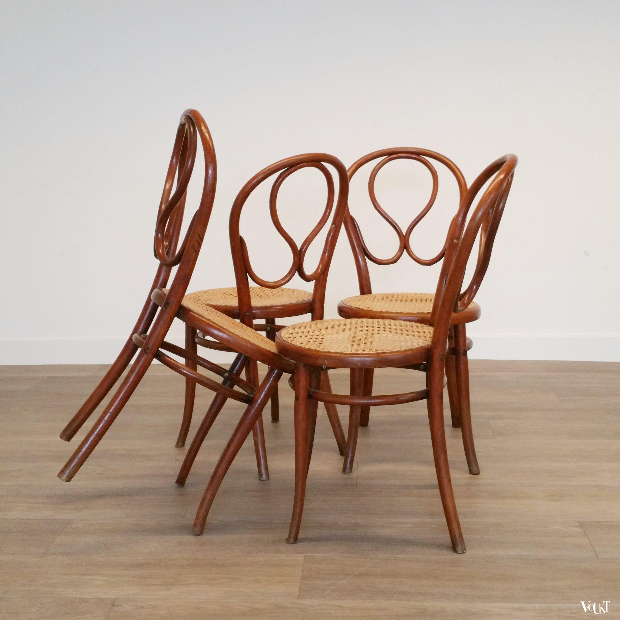 Set van 4 originele Thonet-stoelen nr. 20, eind 19e eeuw