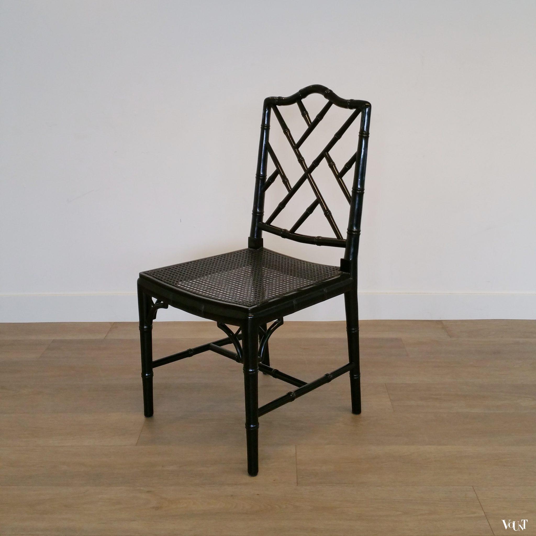 Set van 4 faux bamboo Chippendale stoelen, jaren '70