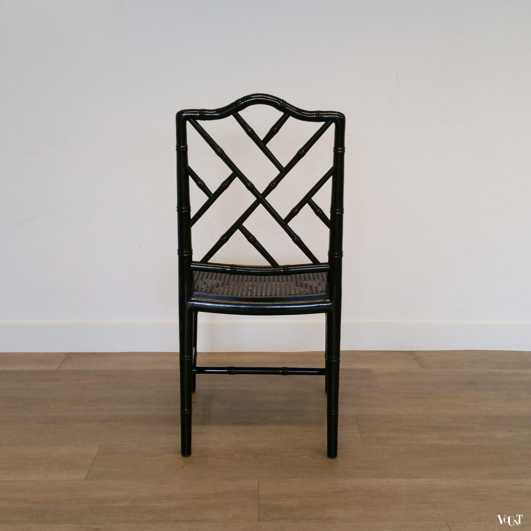 Set van 4 faux bamboo Chippendale stoelen, jaren '70