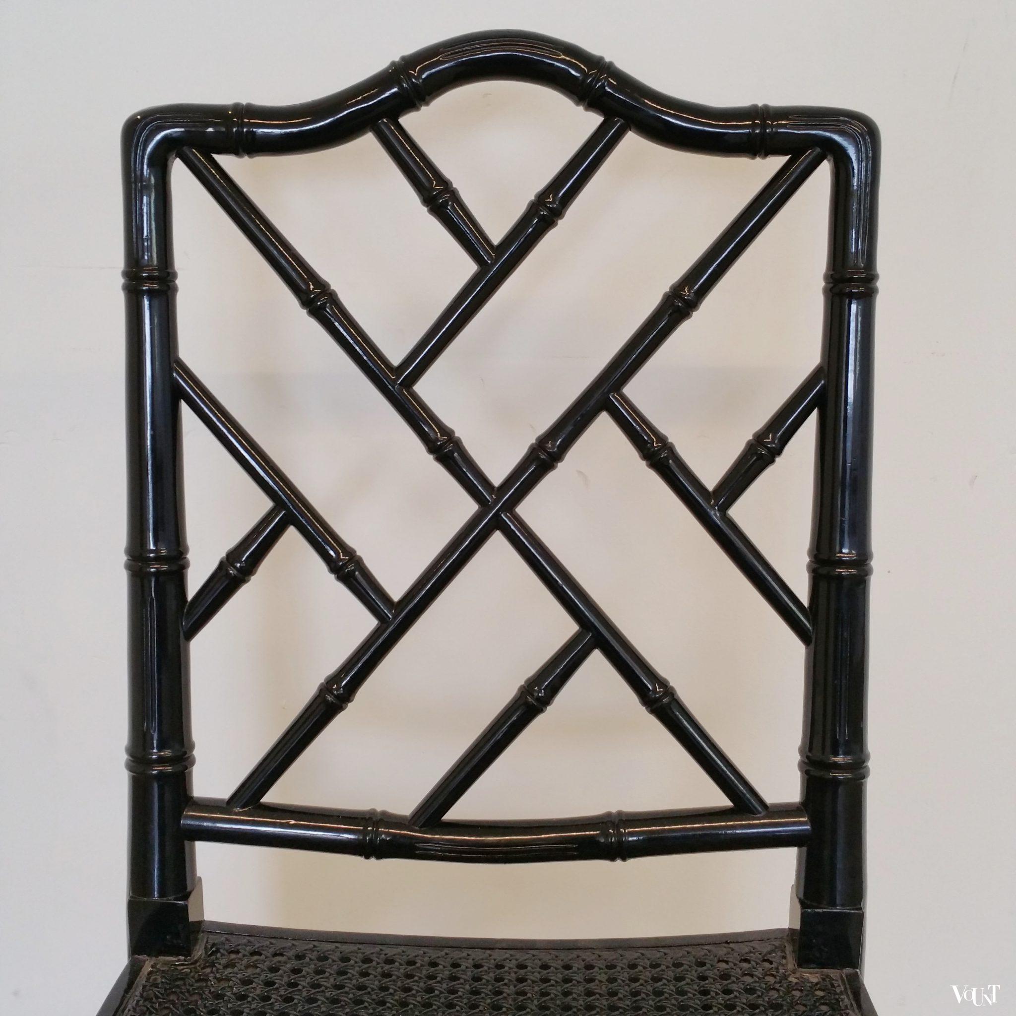 Set van 4 faux bamboo Chippendale stoelen, jaren '70