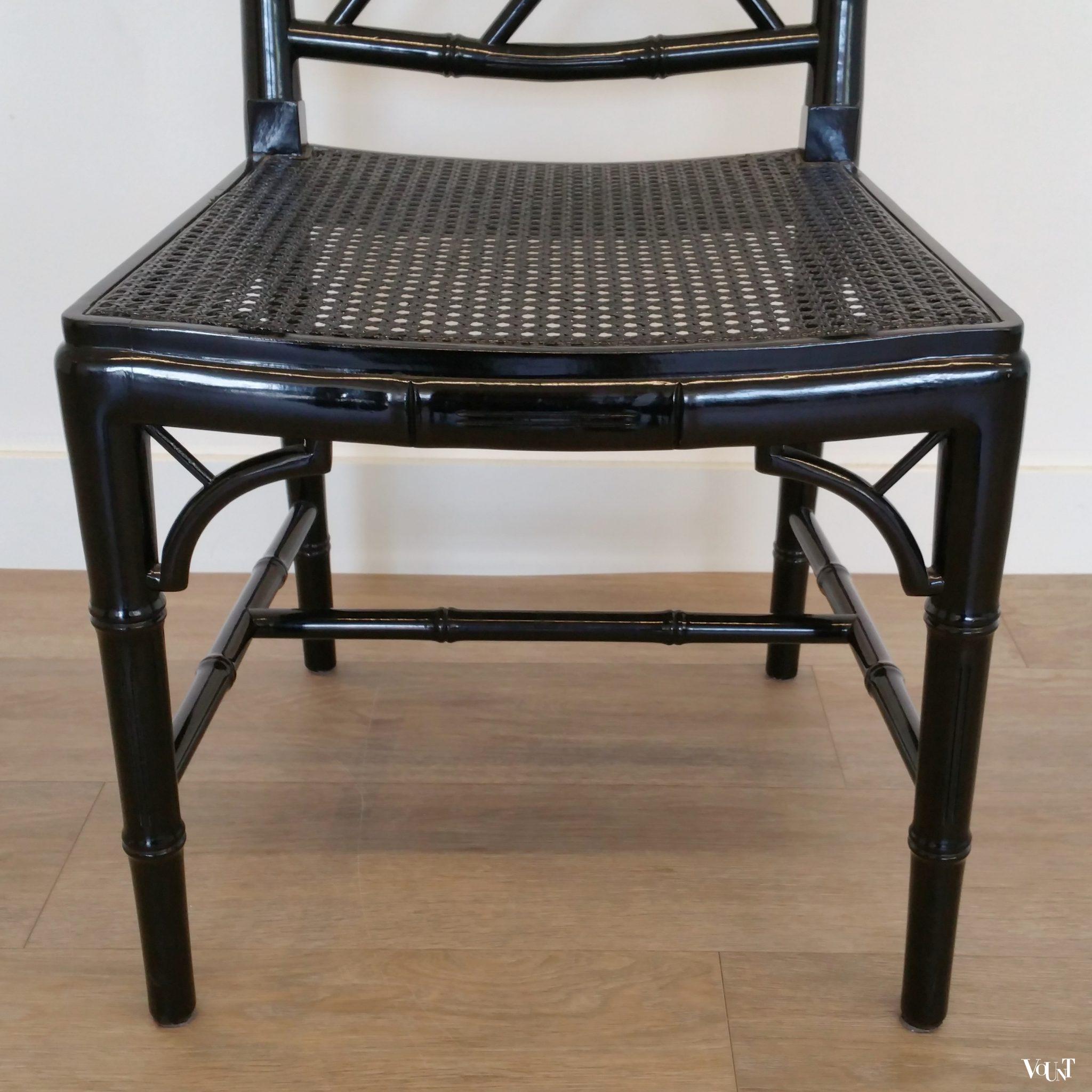 Set van 4 faux bamboo Chippendale stoelen, jaren '70